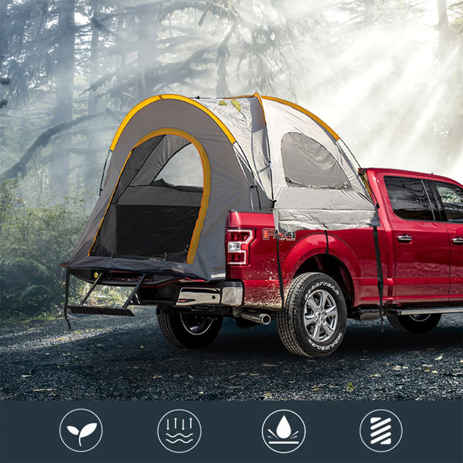 Cheap Goat Tents 5.5ft Truck Bed Tent Pickup Tent For Truck Outdoor Camping Weatherproof 210D Oxford Cloth  Glass Fiber For Outdoor Camping   